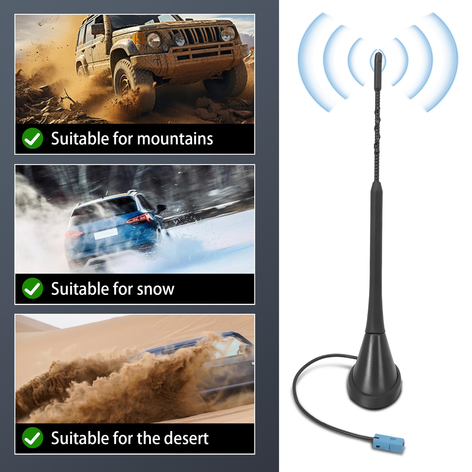 Antenna per tetto auto HC97 compatibile con Astra G/H Corsa C/D Meriva A Vectra C Signum Omega B Zafira A/B lunghezza asta 28 cm