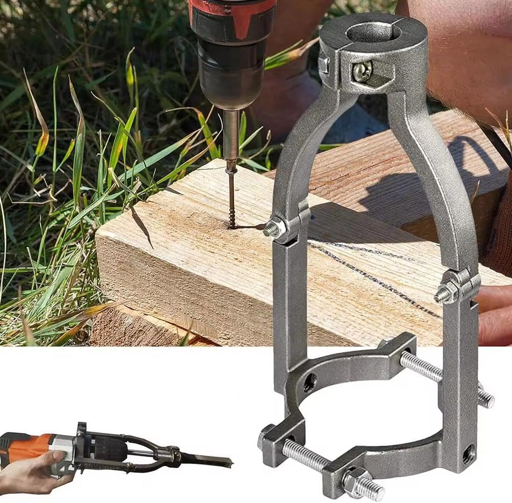 Square Hole Drill Bit Adapter,Adapter High Carbon Steel High Precision Square Hole,Drills Fixing Bracket,Dual-Use Mortising Attachment for Drill Press & Hand Drills, Mortising Machine Accessory