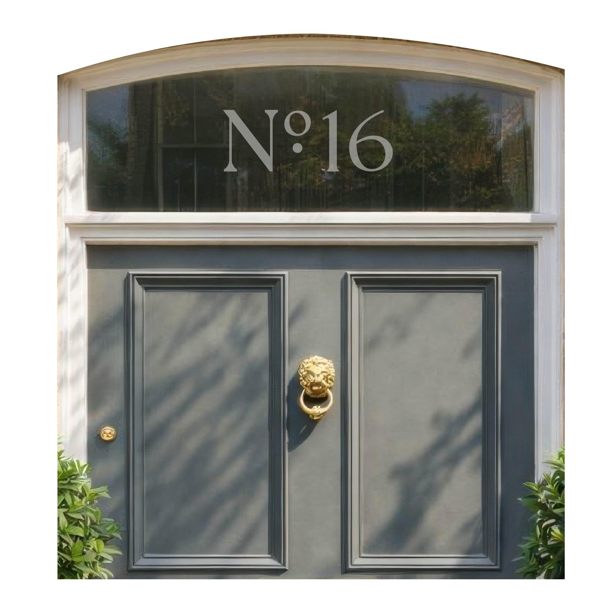 Elegant Frosted House Number Stickers for Glass Doors & Windows - Modern Self Adhesive Vinyl - Custom Outdoor Address Sign