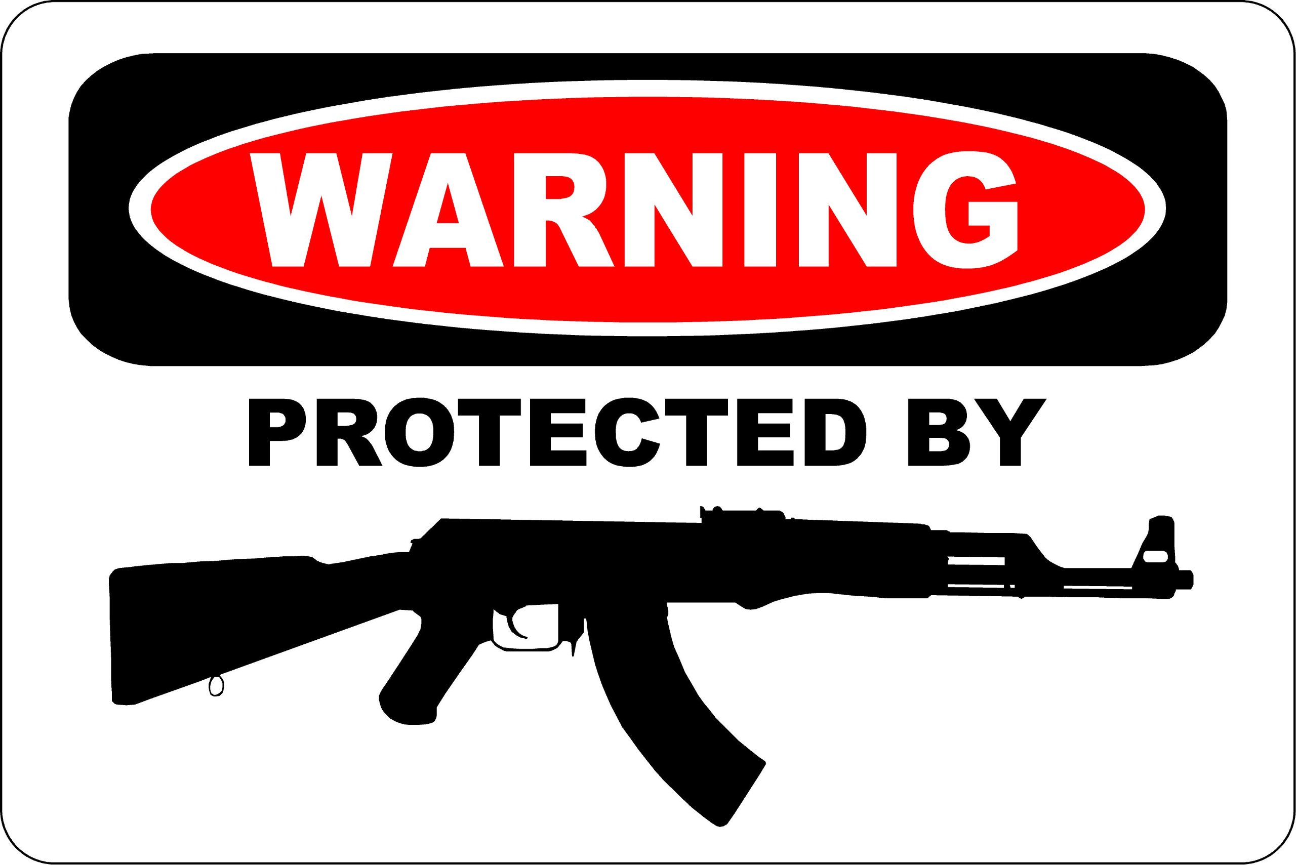 StickerPirate Warning Protected by AK-47 8" x 12" Metal Novelty Sign Aluminum S178