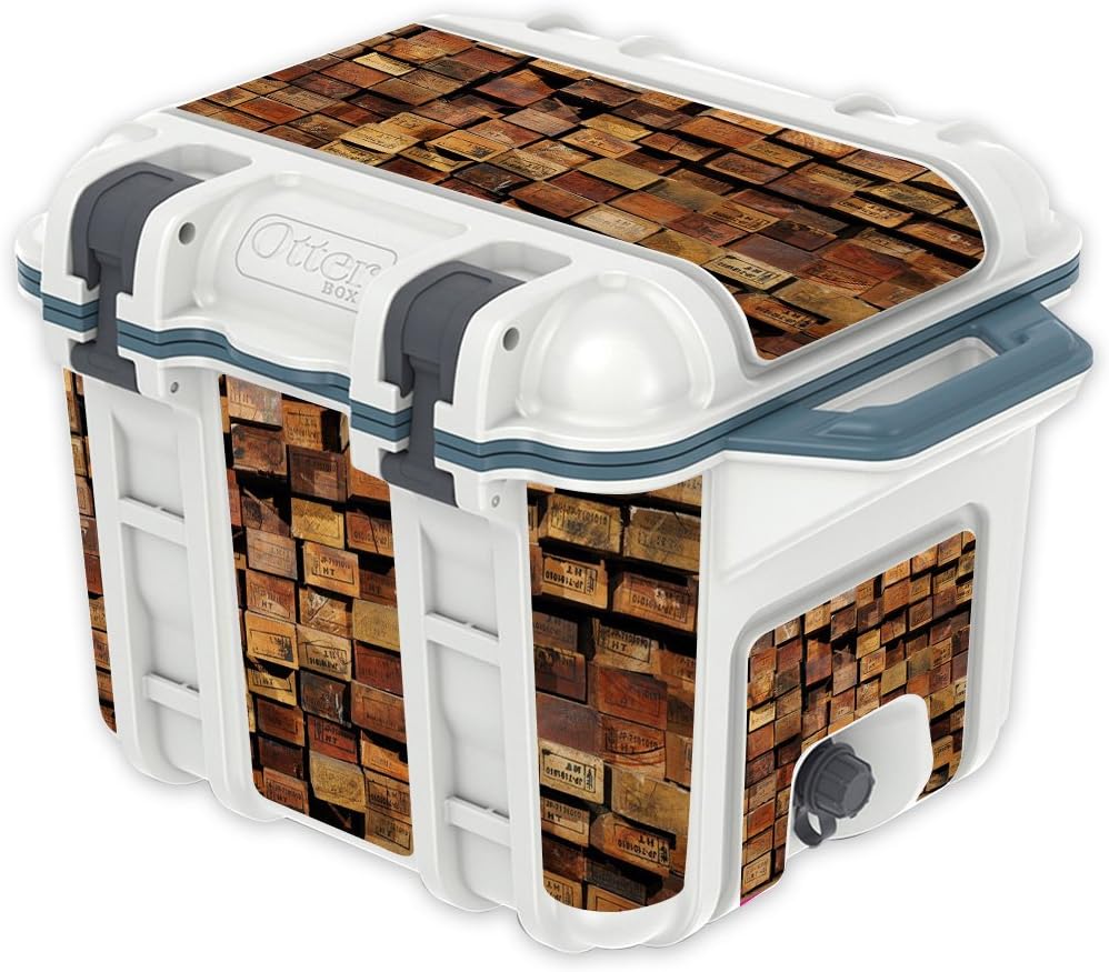 MightySkins (Cooler Not Included) Skin Compatible with OtterBox Venture 25 qt Cooler - Stacked Wood | Protective, Durable, and Unique Vinyl Decal wrap Cover | Easy to Apply | Made in The USA