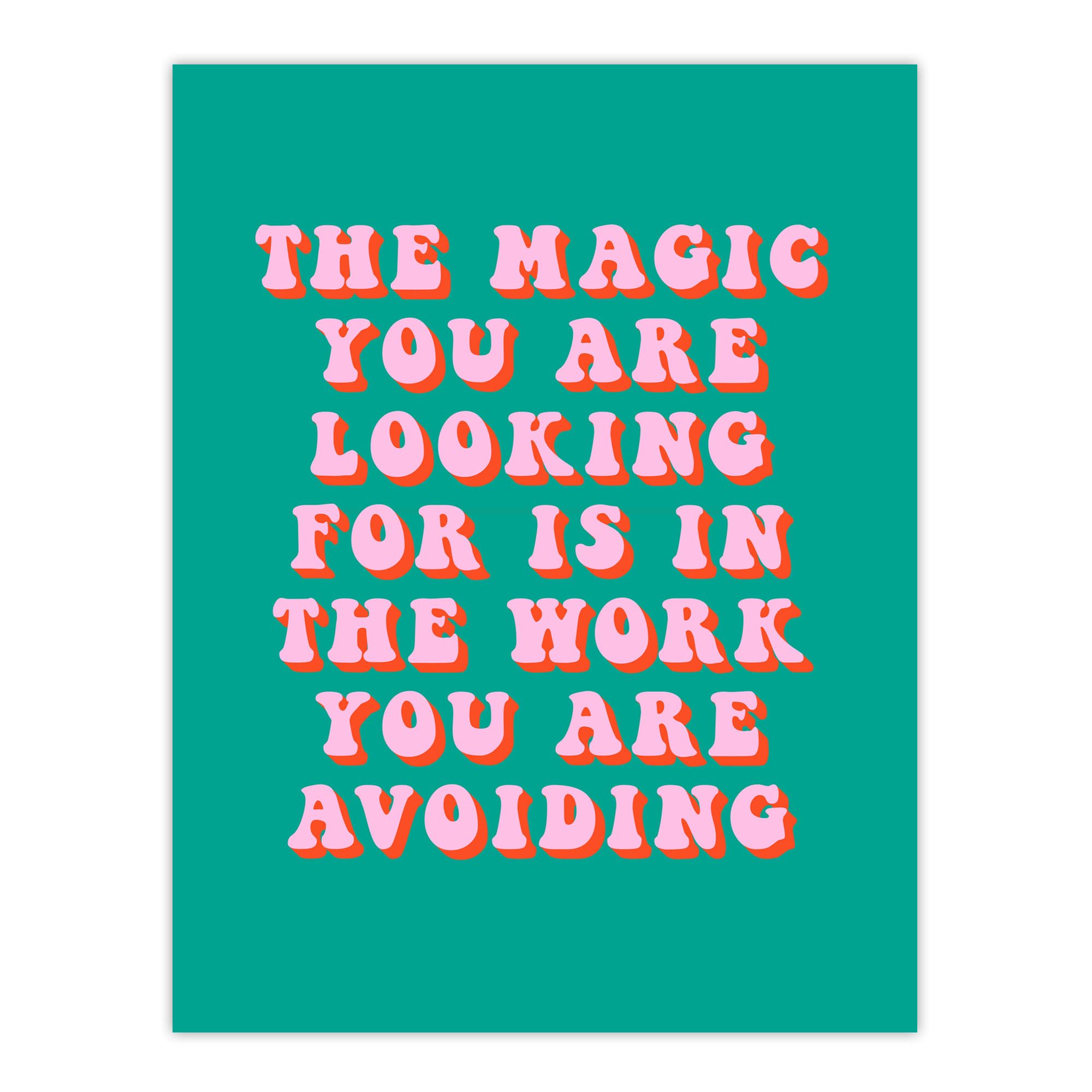 Artery8 Dipen Parmar Magic Work Avoiding Pink Green Quote Living Room Large Wall Art Poster Print Thick Paper 18X24 Inch