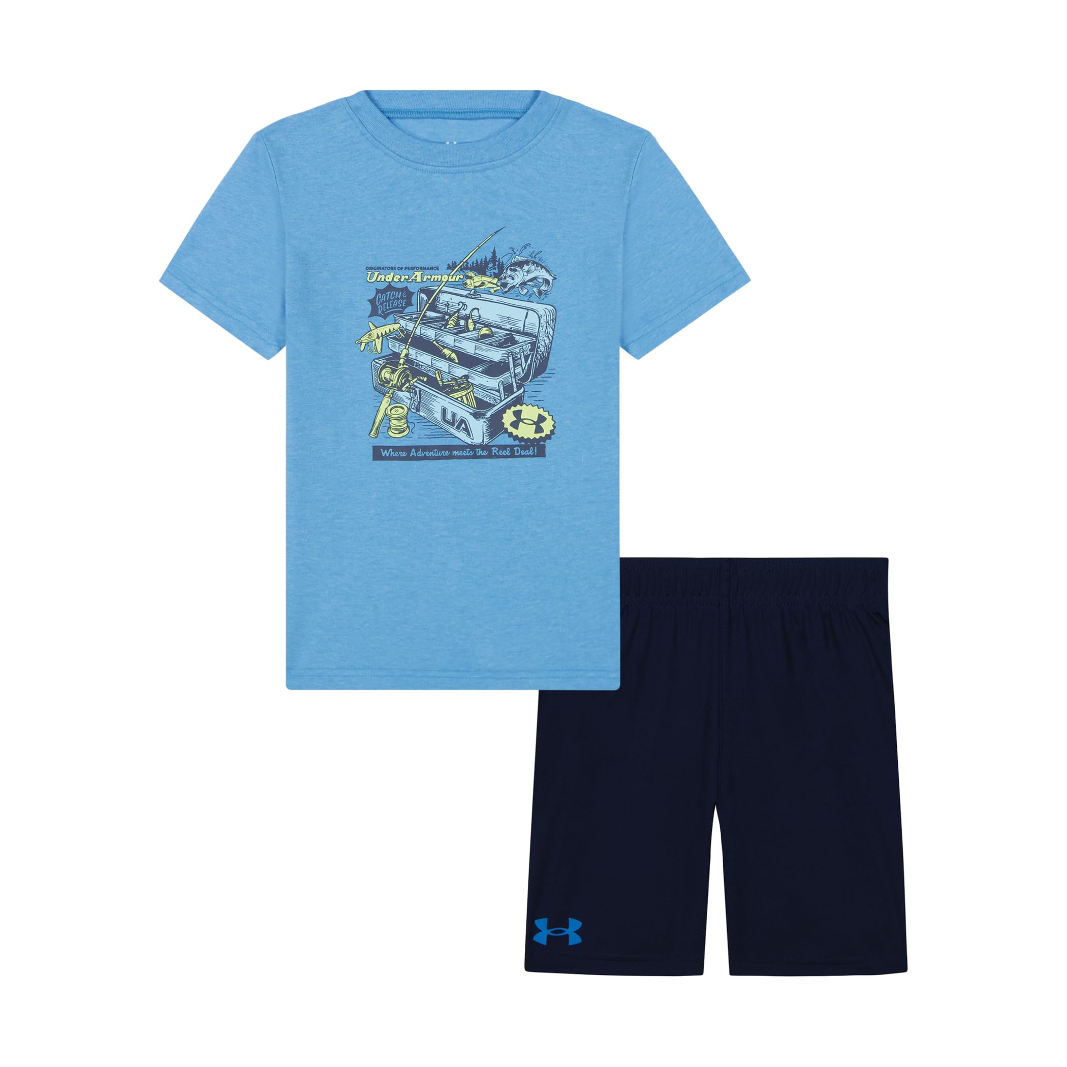 Under Armour Baby Boys 2-Piece Short Sleeve T-Shirt and Shorts Set Outdoor Collection Electric Blue Retro 24M