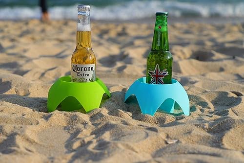Miniatura 2 de Posavasos de playa, posavasos de arena para playa, accesorios de vacaciones en la playa, soporte multifuncional para bebidas (multicolor, paquete de