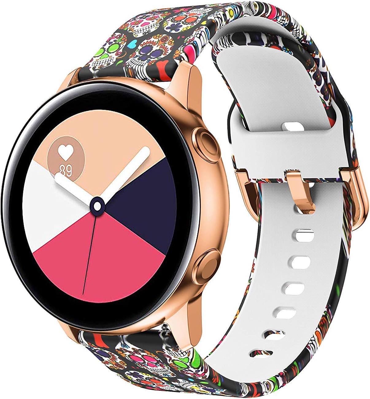 U-horn Floral Bands Compatible with Samsung Galaxy Watch Active 40mm(SM-R500),Silicone Sports Straps Printed Pattern Wristband for Interchangeable 20mm Width Quick Release Band for Women/Men