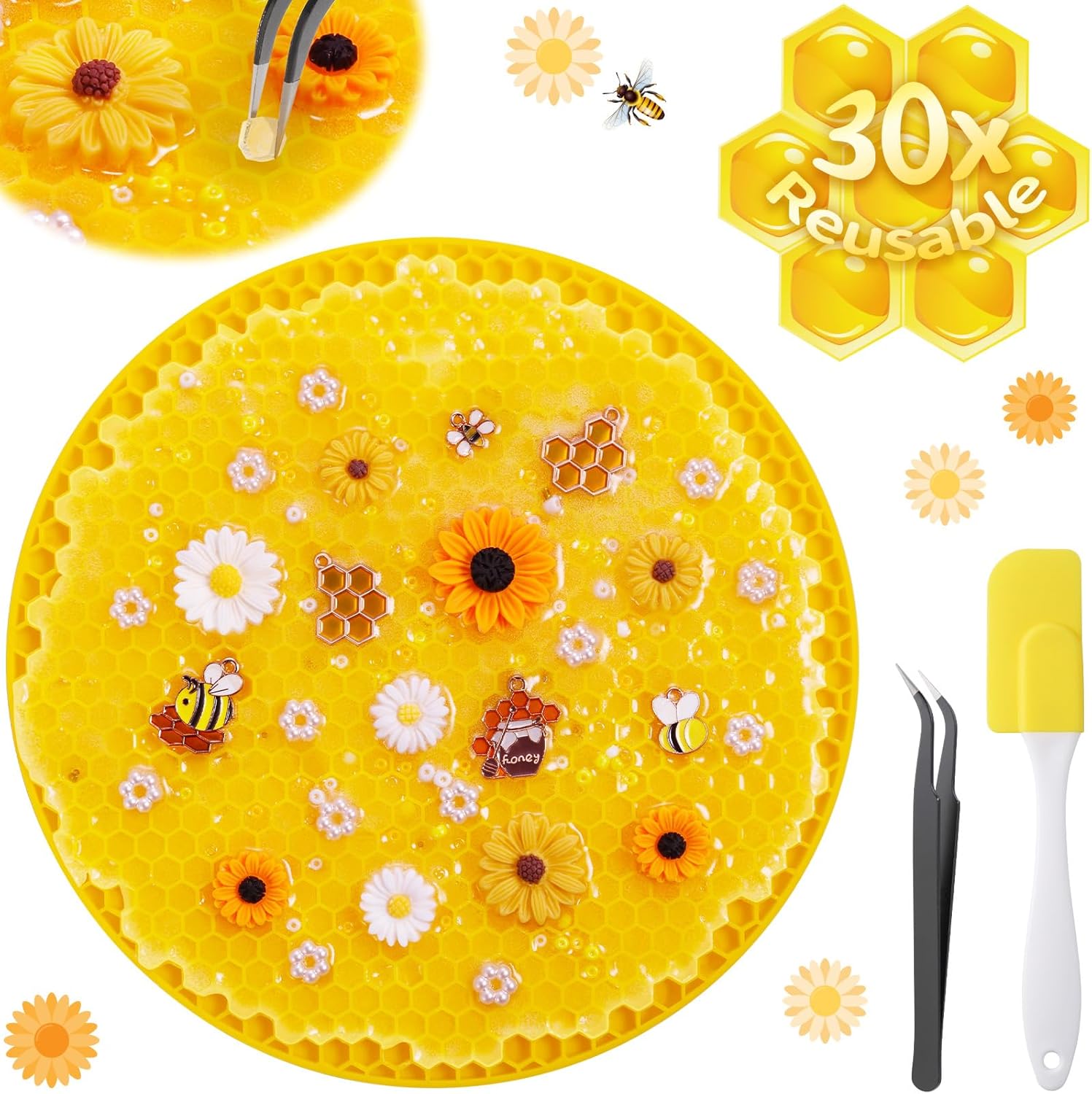 Picky Fidget Pad Kit, Reusable 30x Skin Picking Fidget Toys for Adults, Microwaveable Remeltable Pick Picking Pad with Spatula & Tweezers, Dermatillomania Trichotillomania Toys, Gift for Relief Stress