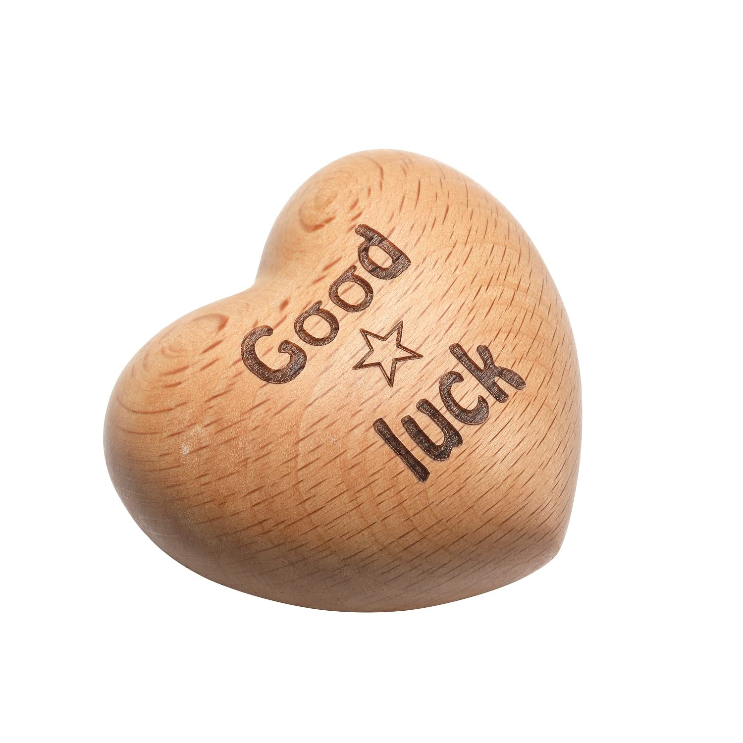 Good Luck Token, Wooden Heart Ornaments, Special Hand Holding Gift, Lucky Charm For Him/Her (Zelkova)