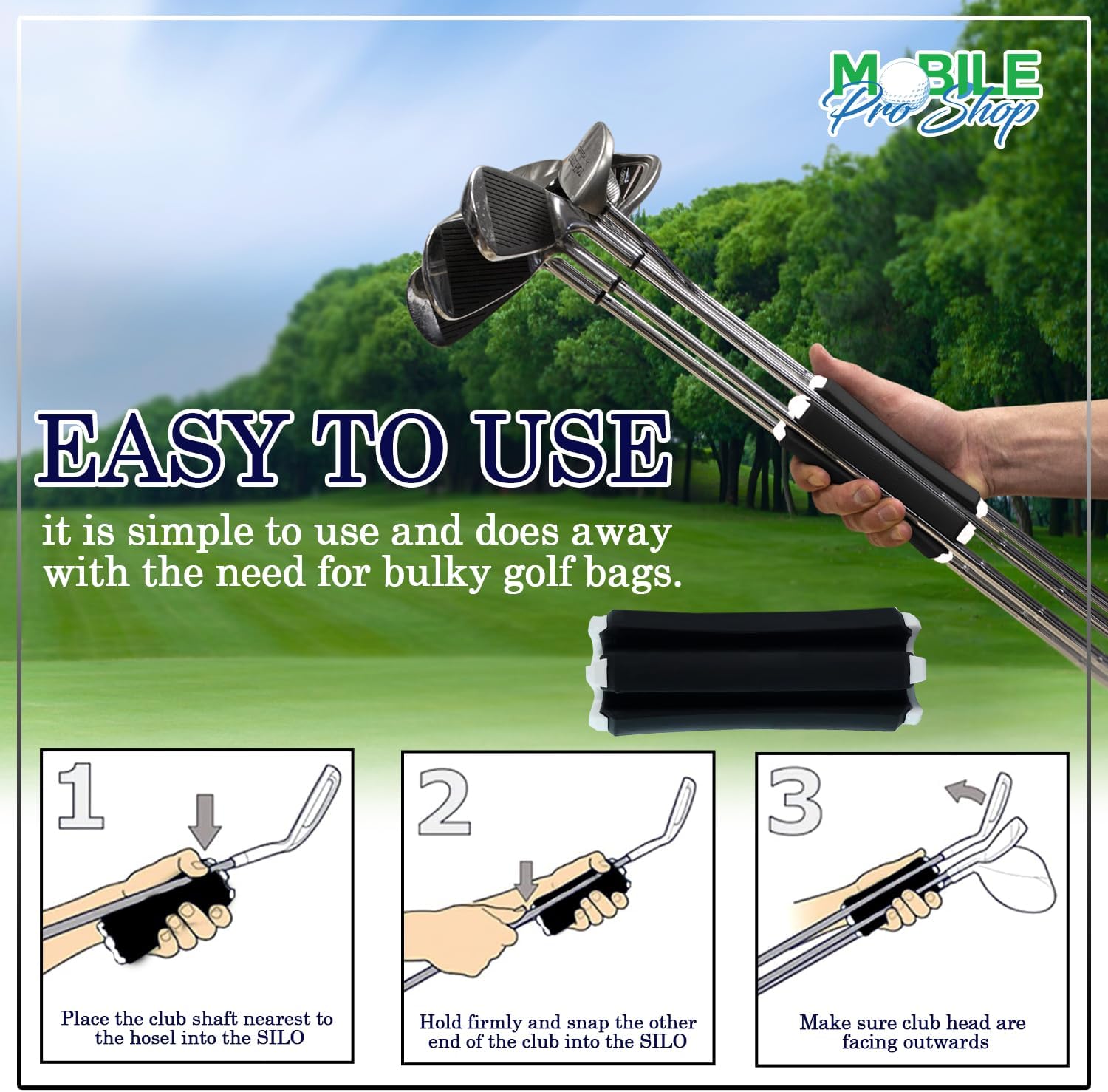 Golf Club Carrier – Holds Up to 6 Golf Clubs, Keeps Them Visible, Clean & Dry – Premium Quality Accessory with Durable Design (Black/White)