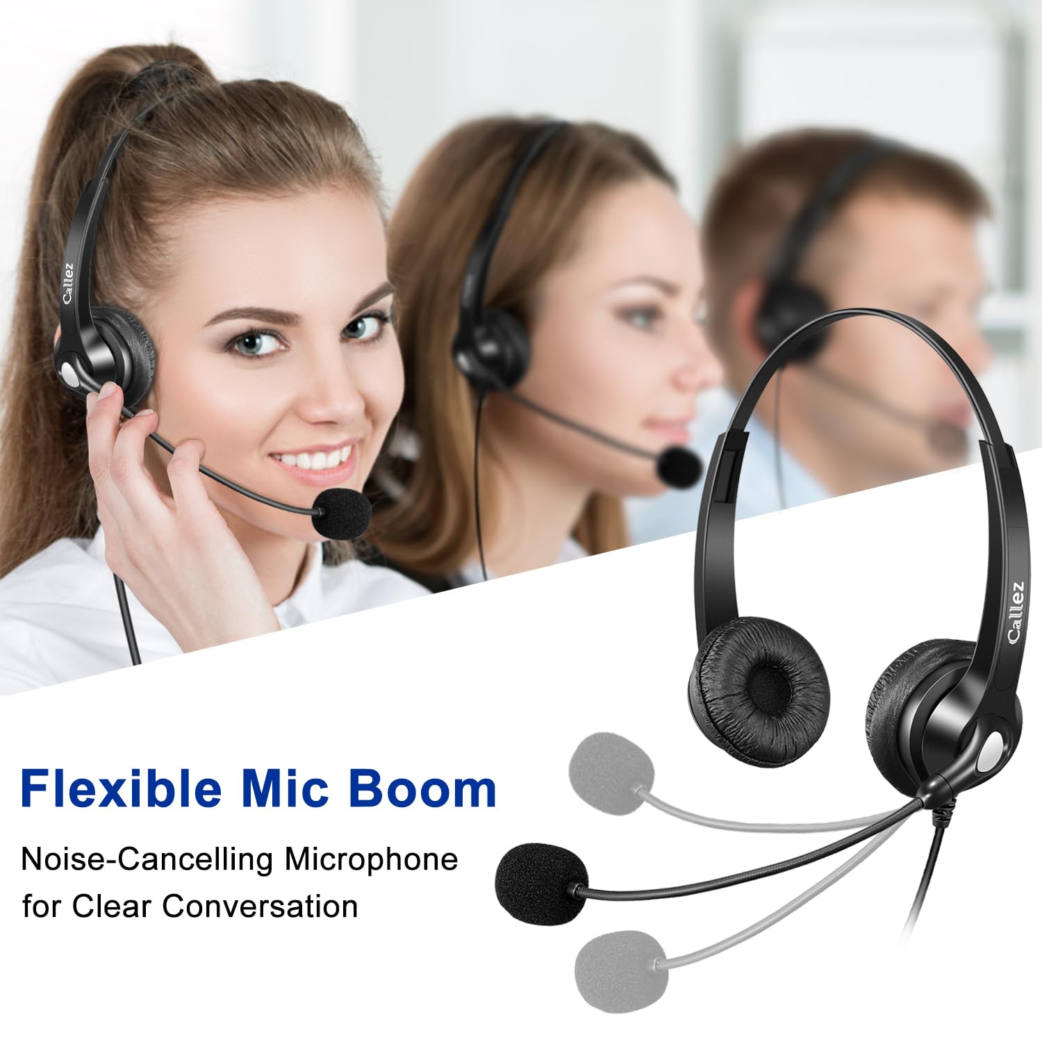 Casque Téléphone Fixe RJ9 avec Micro Anti-Bruit, Oreillette Téléphonique pour Cisco 7962G 7861 7821 7941G 8841 8845 8861 7811 6841 8945 9971 Plantronics M12 M22 Amplificateur Bureau Centre d'appel
