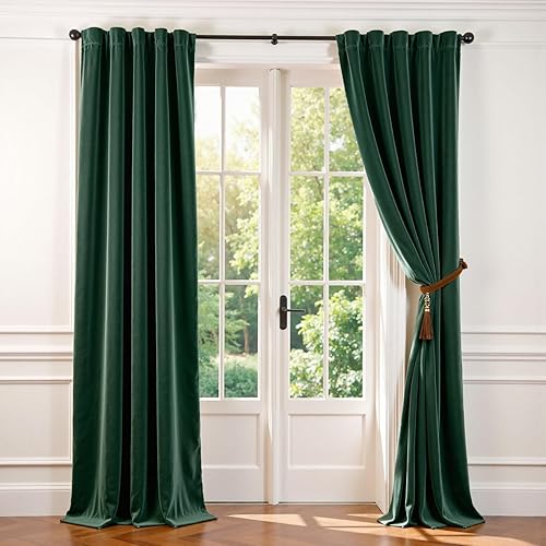 Miniatura 107 de Lazzzy Cortinas Opacas de Terciopelo con Aislamiento Térmico para Ventanas de Habitación, Cortinas de Lujo Súper Suaves para Sala de Estar, Salvia