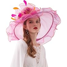 Womens Derby Church Hat Bridal Tea Party Wedding Party Sun Hat with Detachable hat Flower as Fascinators