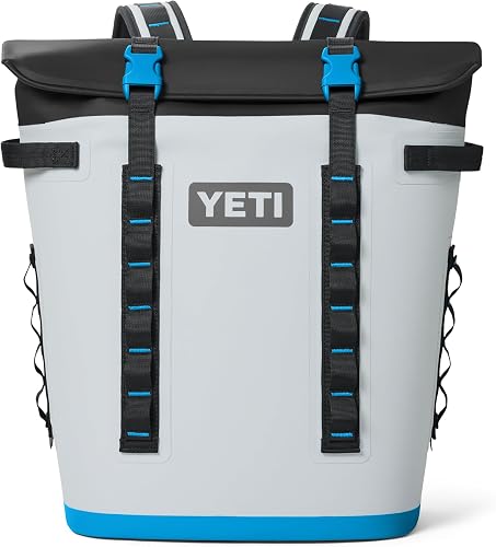 YETI Hopper M20 Backpack Soft Sided Cooler with MagShield Access, Fog Gray/Blue