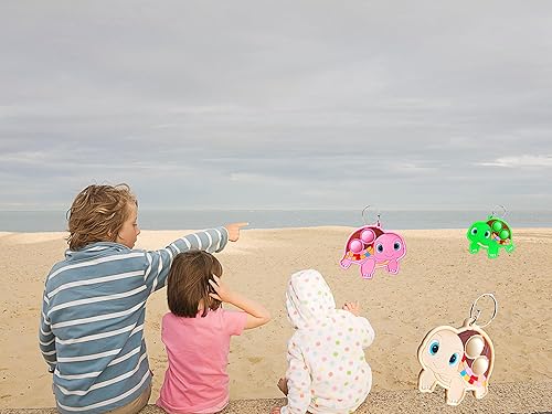 Miniatura 3 de Paquete de 20 mini llaveros de tortuga a granel para adolescentes y niños, suministros de fiesta de cumpleaños, premios para estudiantes de verano