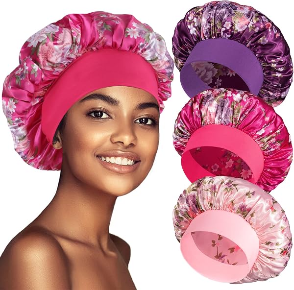 3PCS Bonnets for Women, Satin Bonnet Hair Bonnet for Sleeping