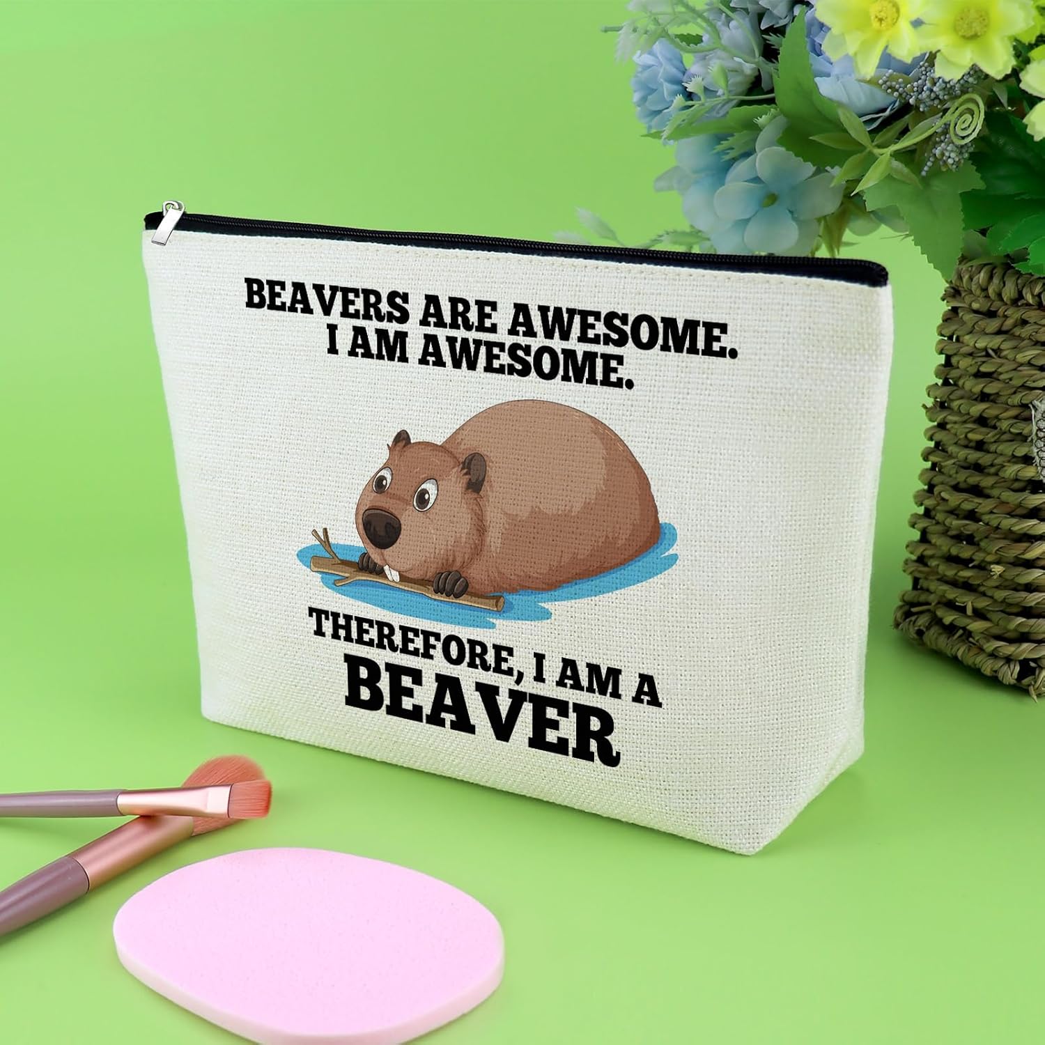 Beaver Gifts for Women Makeup Bag for Beaver Lovers Inspirational Gifts for Best Friend Cosmetic Bag Christmas Birthday Presents for Animal Lover Daughter Sister Coworker Travel Cosmetic Pouch - Image 6