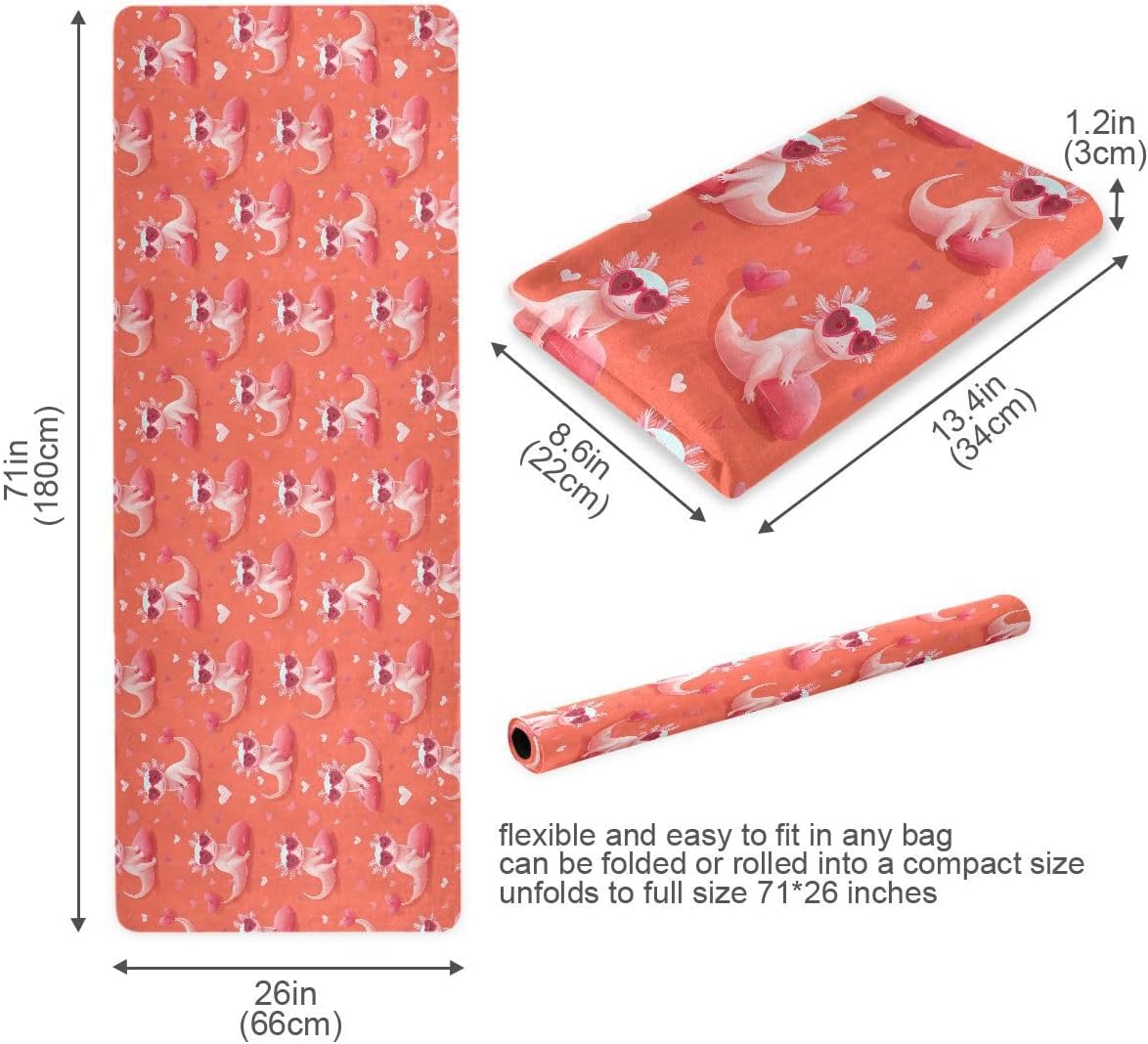 ALAZA Salamander Sunglasses Heart Pattern Yoga Mat Non Slip Fitness Exercise Mat, Workout Mat for Yoga, Pilates and Floor Exercises