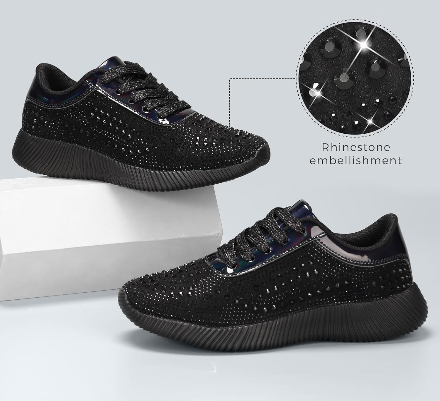 BELOS Women's Glitter Shoes Sparkly Lightweight Metallic Sequins Tennis Shoes Casual Retro Braided Walking Shoes - Image 3