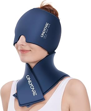 ONLYCARE Migraine Relief Cap & Neck Ice Pack Wrap Gel Set, Headache Relief | Upgrade Headache Relief Cap and Shoulder Cold Pack, Hot and Cold Compress, Relief of Pain, Swelling, Office Pressure