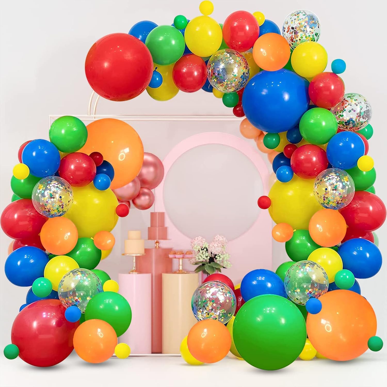 Zesliwy Colourful Rainbow Balloon Arch Kit, Colorful Balloon Garland, Party