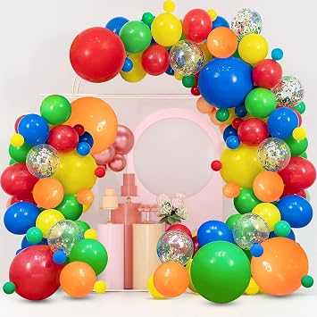 Colourful Rainbow Balloon Arch Kit, Colorful Balloons Garland Fiesta Party Balloon Arch for Colorful Fiesta Carnival Circus Birthday Bridal Party Wedding Anniversary Decor.