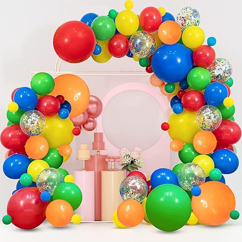 Colourful Rainbow Balloon Arch Kit, Colorful Balloons Garland Fiesta Party Balloon Arch for Colorful Fiesta Carnival Circus Birthday Bridal Party Wedding Anniversary Decor.