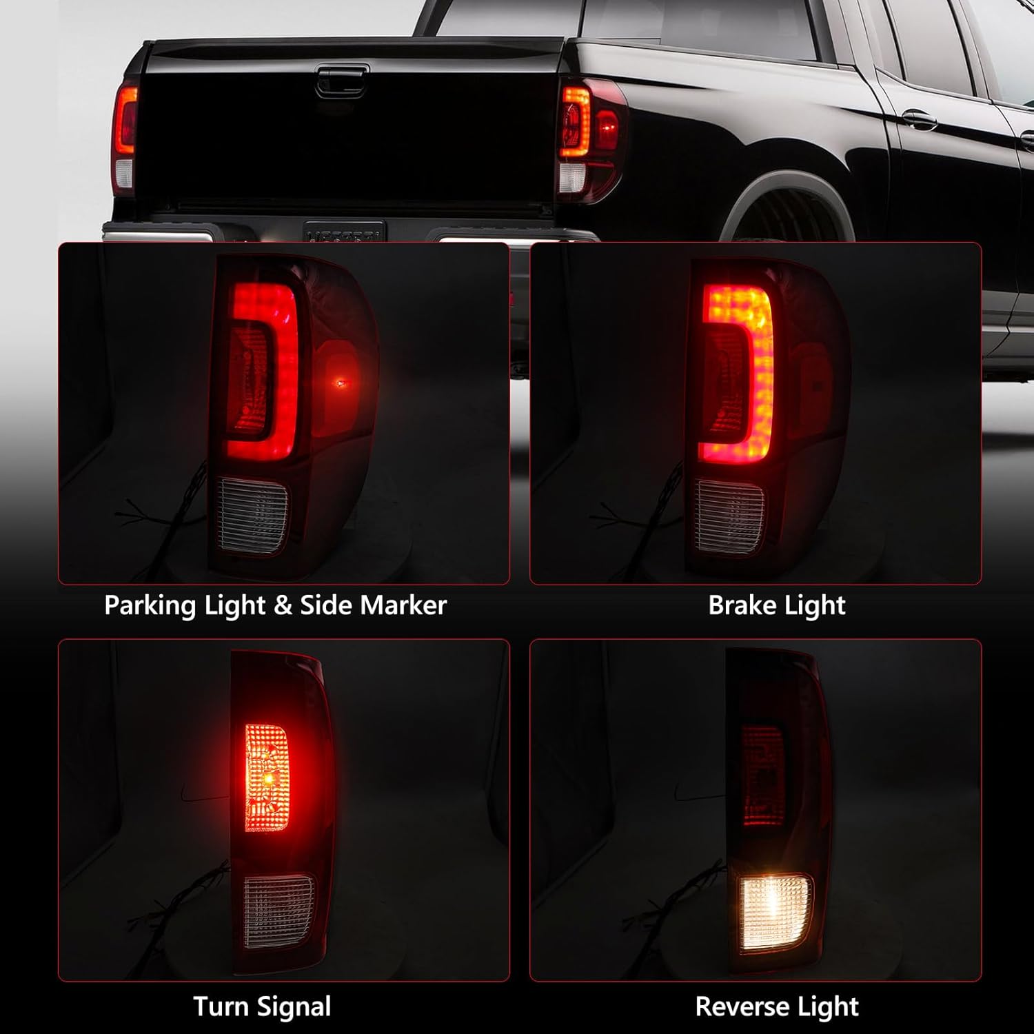 Huray Tail Light for Honda Ridgeline 2017-2023 [33500-T6Z-A02] OE Tail Lamp Replacement (Passenger Side (Right))
