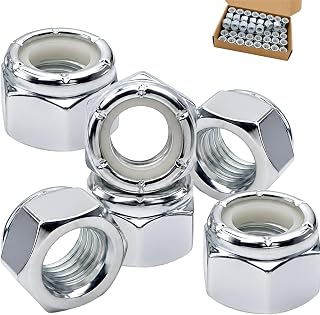 3/8"-16 Inch Lock Nuts, Galvanizing Carbon Steel Nylon Insert Locknuts,Standard Inch Thread Nylock Nuts for Bolts 24 Pack