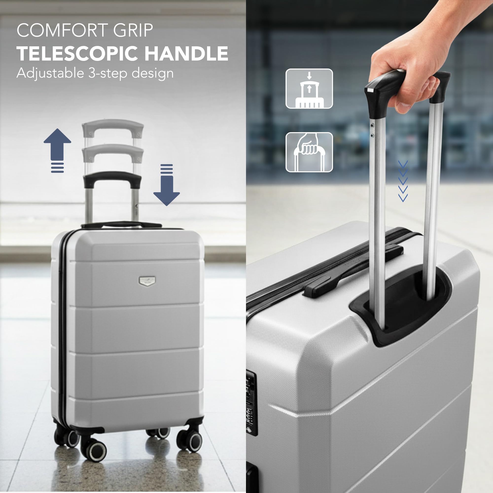 LUGG - Jetset 40cm Suitcase - 40x30x20cm- Ryanair Compatible - Underseat Size - Hard Shell ABS - Spinner & Removable Wheels - Lightweight Travel Luggage- Cream/Brown — view 315