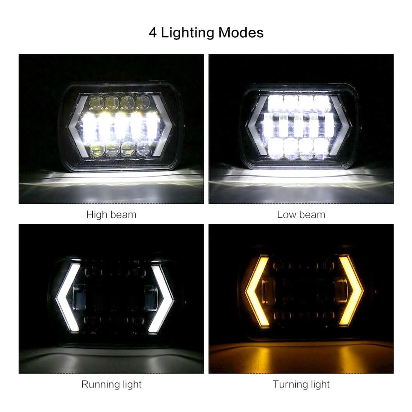 Phare Principal Avant Phare LED Carré Universel 5x7 Pouces Double Faisceau avec Clignotant Intégré Projecteur Auto