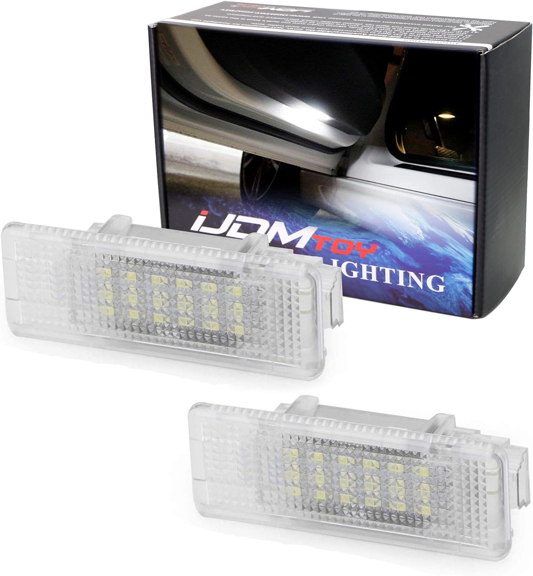 iJDMTOY Xenon White LED Step Courtesy Lights Compatible With BMW E39 5 Series, E53 X5, Z8, Powered by 3W 18-SMD LED Lights, Replace OEM Footwell, Side Door Lamps