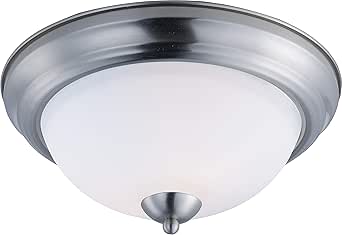 Maxim 21651SWSN Taylor Satin White Opal Glass Flush Mount, 2-Light 120 Watts, 6"H x 13"W, Satin Nickel