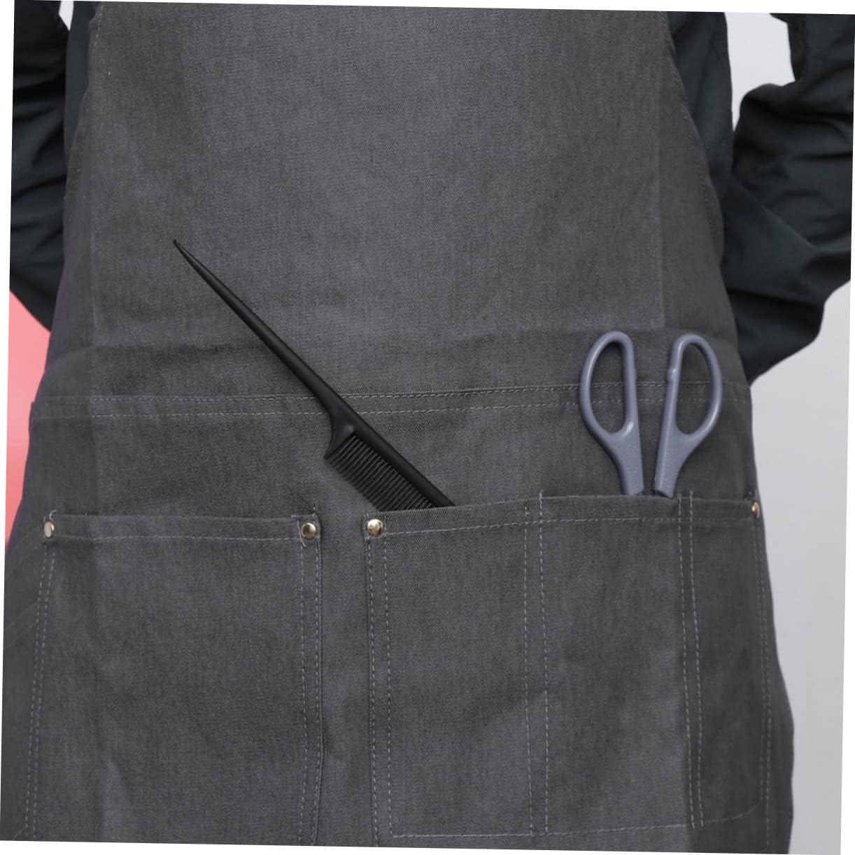 Haircut Cape Barber Apron Denim Work Smock Pockets Stylist g Pattern Grey