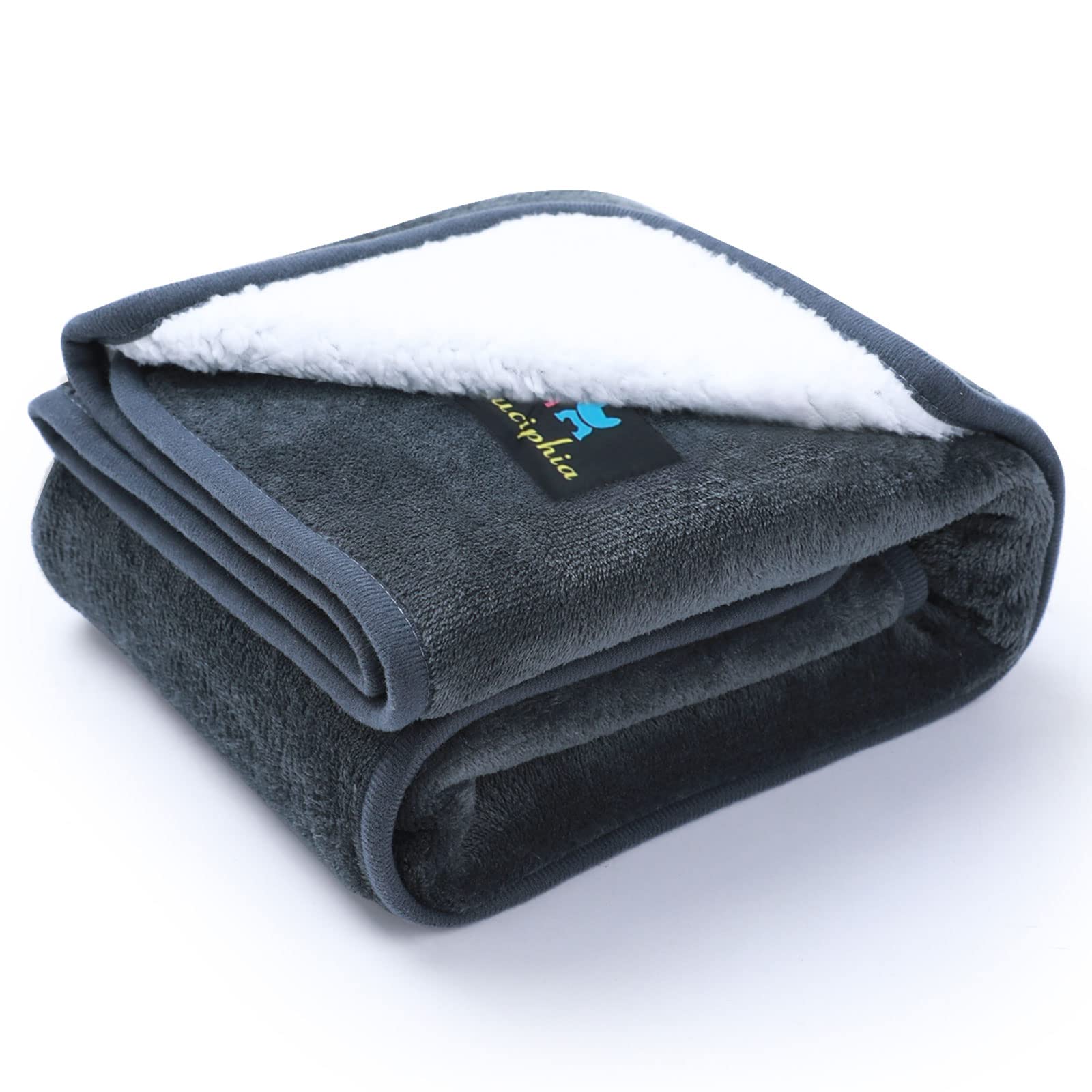 Waterproof Pet Blankets for Extra Large Dog Small Cat Blanket Washable for Couch, Car, Bed Sherpa Fleece Puppy Blanket Soft Plush Reversible Throw Furniture Protector Dark Grey X-Large(85" x 57")