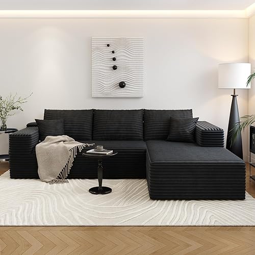 Miniatura 8 de Sofá modular Cloud de 107.5 pulgadas con diván en forma de L, moderno sofá modular con asiento profundo, sofás tapizados para sala de estar,