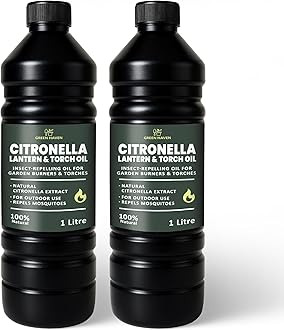 1L Scented Citronella Oil for Garden Burners - 2 Pack Insect-Repelling Torch & Lantern Oil Outdoor Use, Garden Citronella for Tiki Torches, Burners & Lamps, Patios, BBQs, Camping