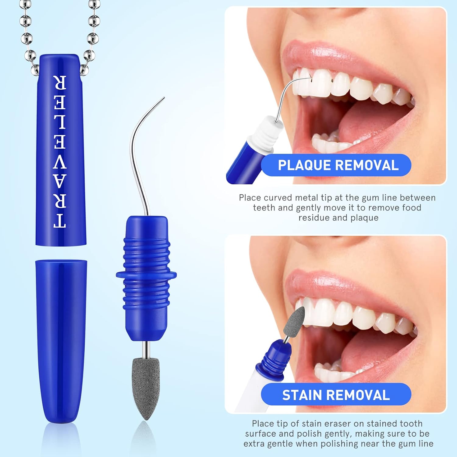 2 Peças Ferramenta de Limpeza Dental Portátil para Remover Manchas e Placa dos Dentes - Higiene Bucal Eficaz - Imagem 4