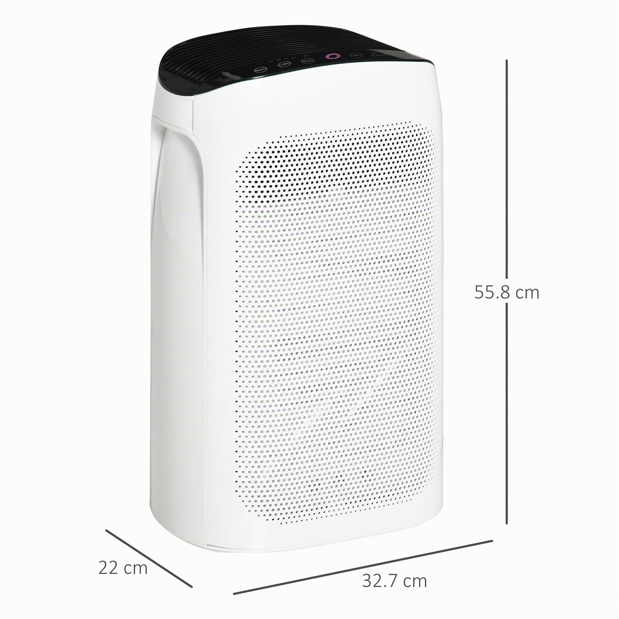 HOMCOM Purificatore d'Aria con Filtro HEPA a Triplo Strato CADR 210m³/h