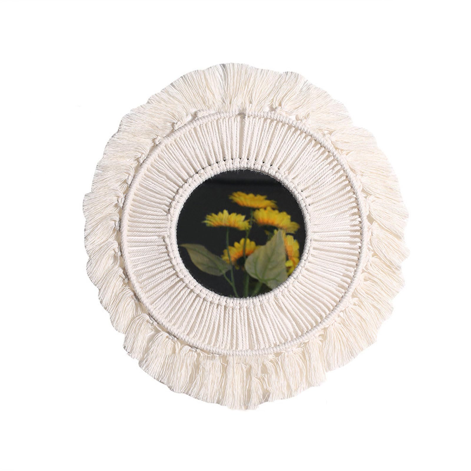 Tsophreniq Wall Hangings Mirrored Macrames Woven Cotton Rope Fringed Tassels Decorative for Makeup Gift Supplies Woven Fringed Tassels Wall Hangings