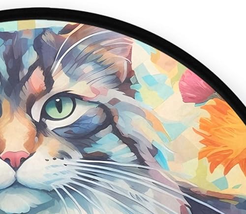 Miniatura 5 de Vnurnrn Alfombra redonda con diseño de flores de gato, 3 pies, para interiores, alfombra circular para sala de estar, puerta, entrada, dormitorio,