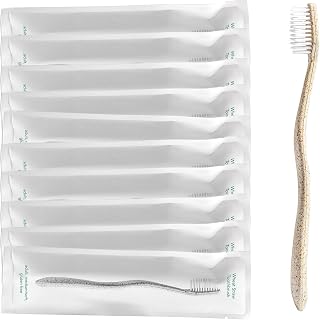 Terra & Co. Gentle Green 10-Pack Plastic-Free Toothbrushes - Soft Bristles for Sensitive Teeth, BPA-Free Plant-Based, Eco-Friendly Travel Ready