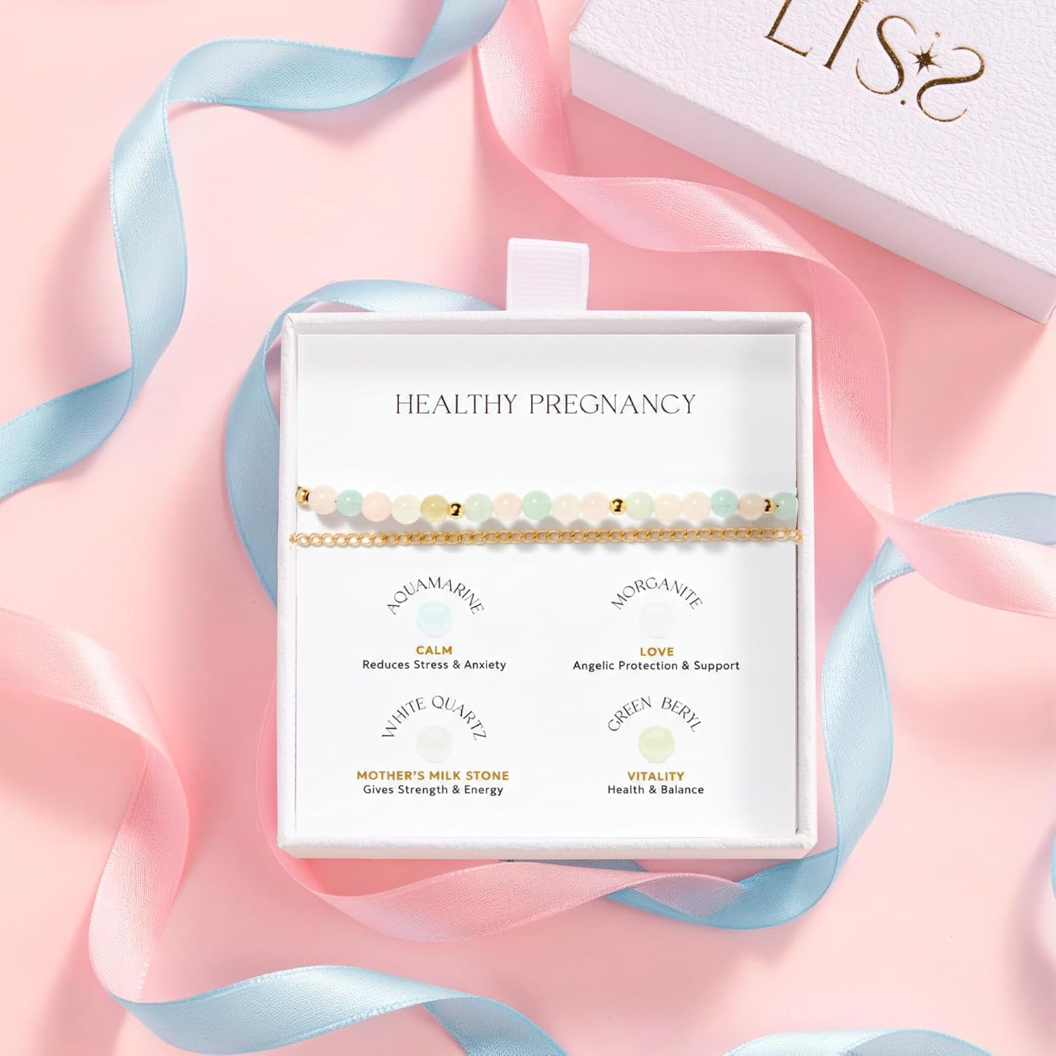 LISS Healthy Pregnancy Bracelet Gift – Natural Gemstones for Expecting Moms – Calm Energy & Emotional Support – Meaningful Jewelry for First-Time Mothers - Image 7