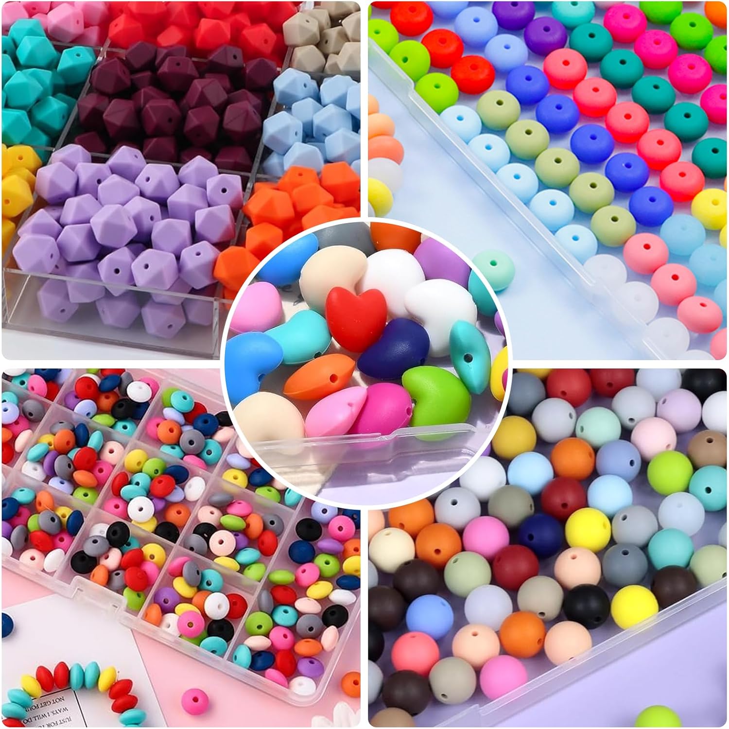 50Pcs Heart Silicone Beads, 19mm Beads for Keychain Making Bulk Round Silicone Bead for Bracelet Necklace DIY Crafts Making Mixed Random Color - Image 6