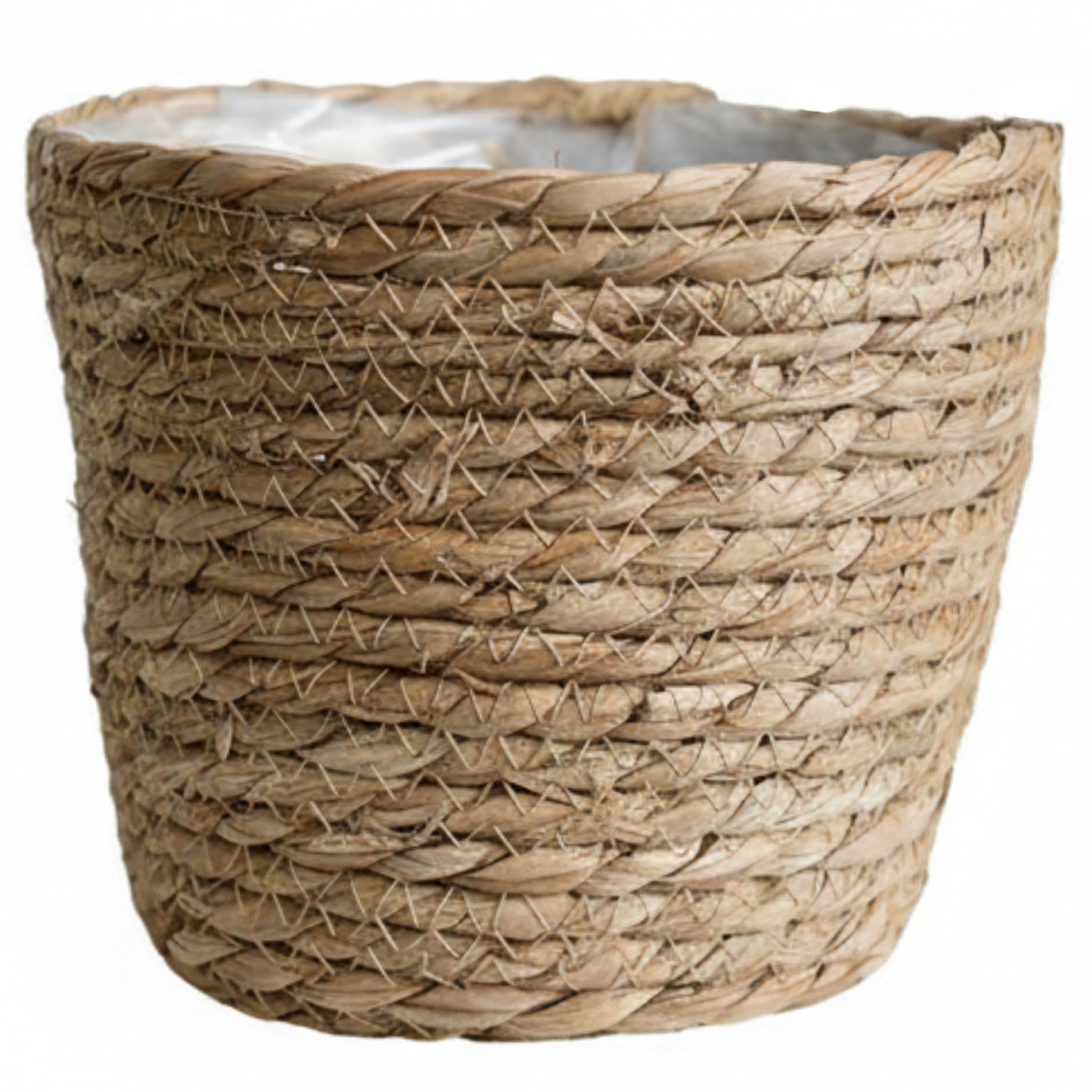 Hotainoys Khaki Plant Basket 7X6in Natural Seagrass Basket Planter With Lining Woven Rustic Flower Pot For Indoor Home Plant
