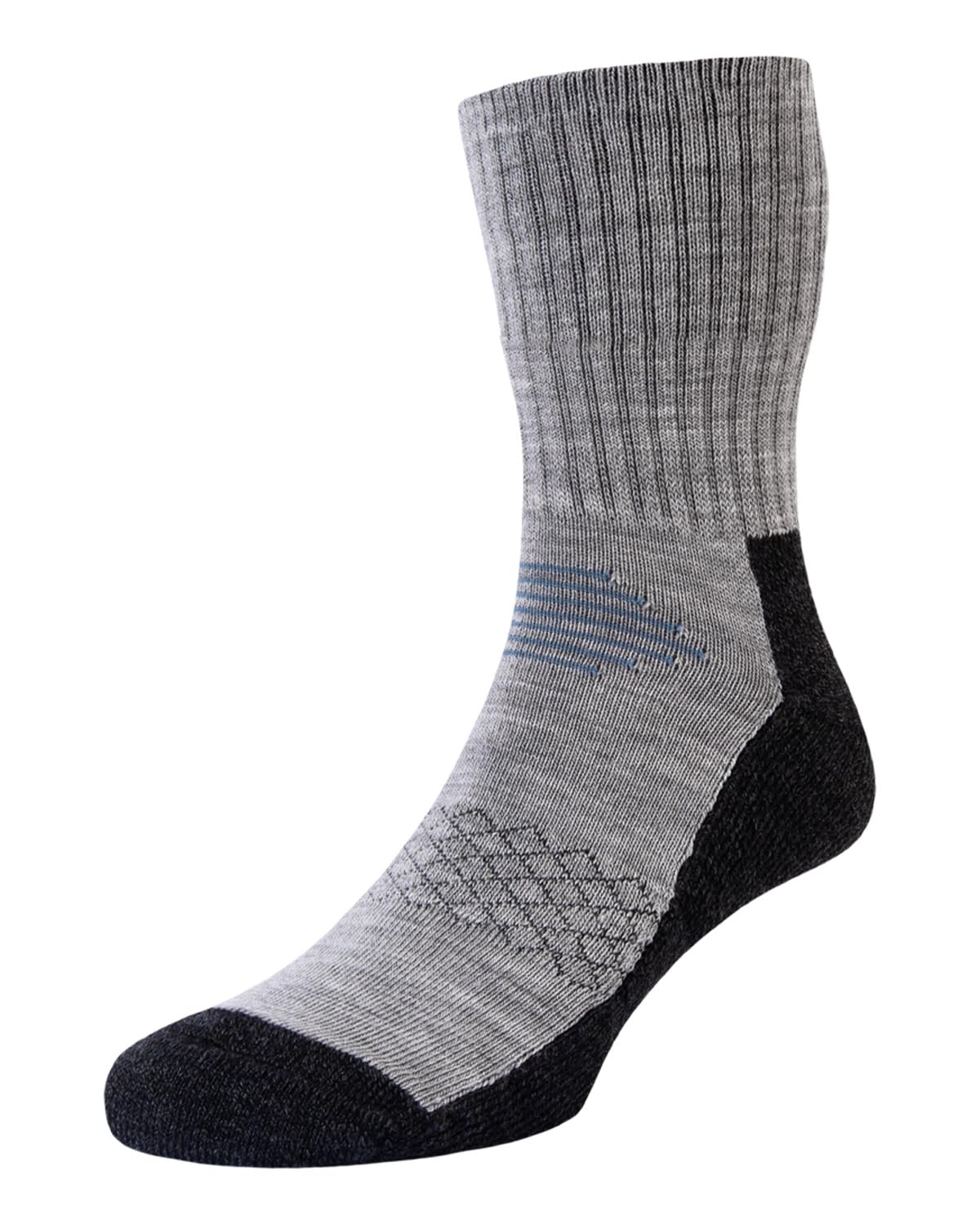 Hj Hall Men's Light Grey/Slate 1 Pair Hj Rambler Anti-Blister Dual Layer Wool Sock Hj809 6-11