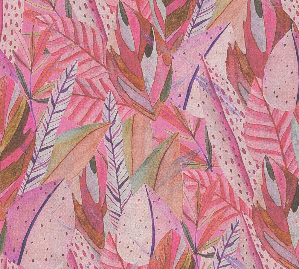 livingwalls Anna D'Andrea Papel pintado no tejido Floral 10,05 m x 0,53 m - Rosa, morado, rosa, multicolor - Papel pintado Selva - 782203