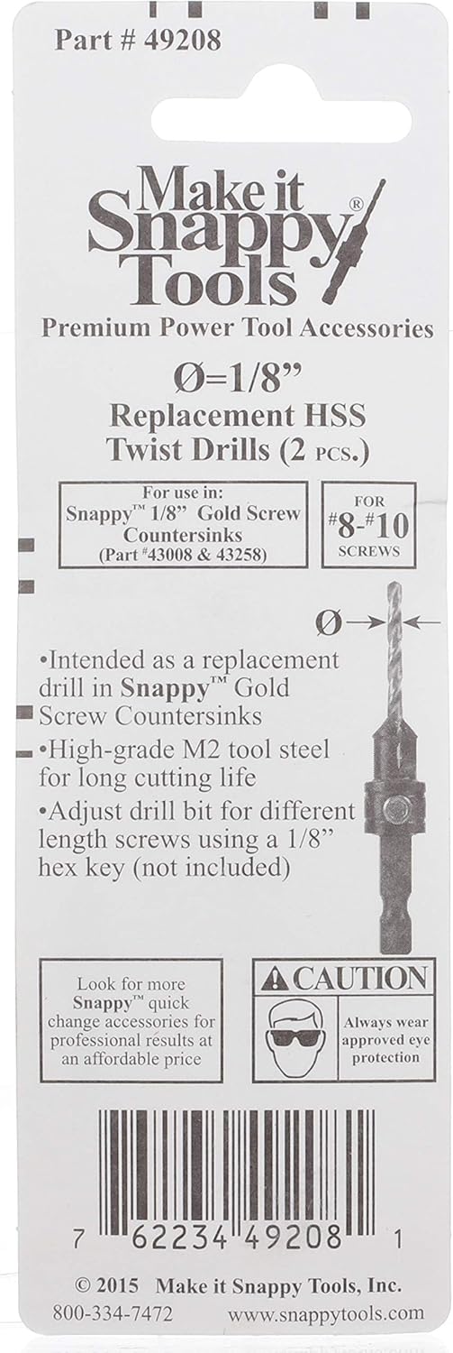 Make it Snappy Tools 1/8 Inch Replacement HSS Drills (2 Pcs.) #49208