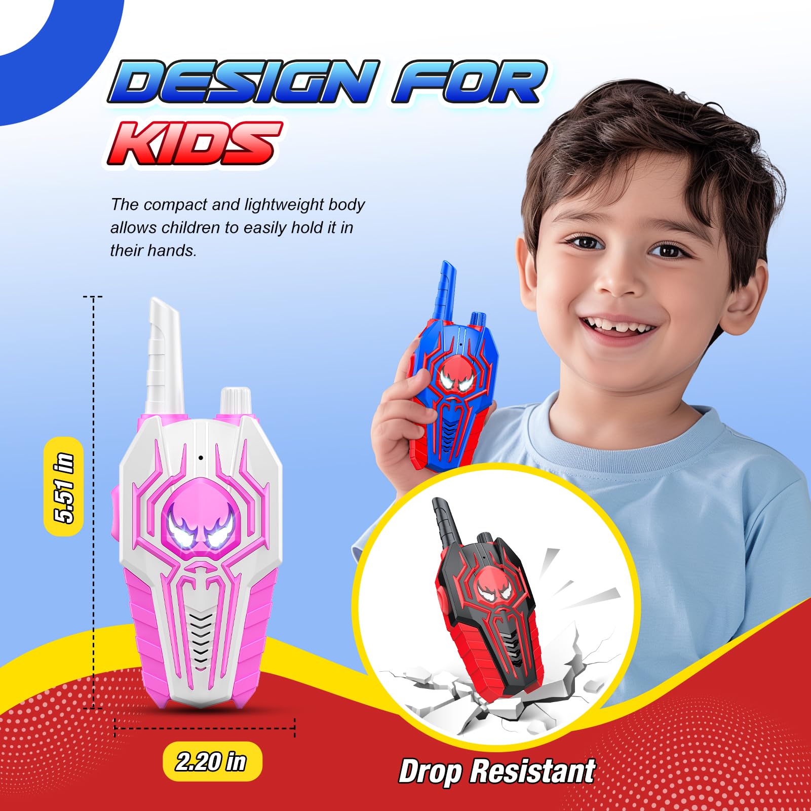 Walkie Talkies geniales para niños y niños: paquete de 3 juguetes para niños, regalos de Navidad y cumpleaños para niñas de 3, 4, 5, 6, 7, 8 años, niños, nietos, campamento, juguetes al aire libre 6