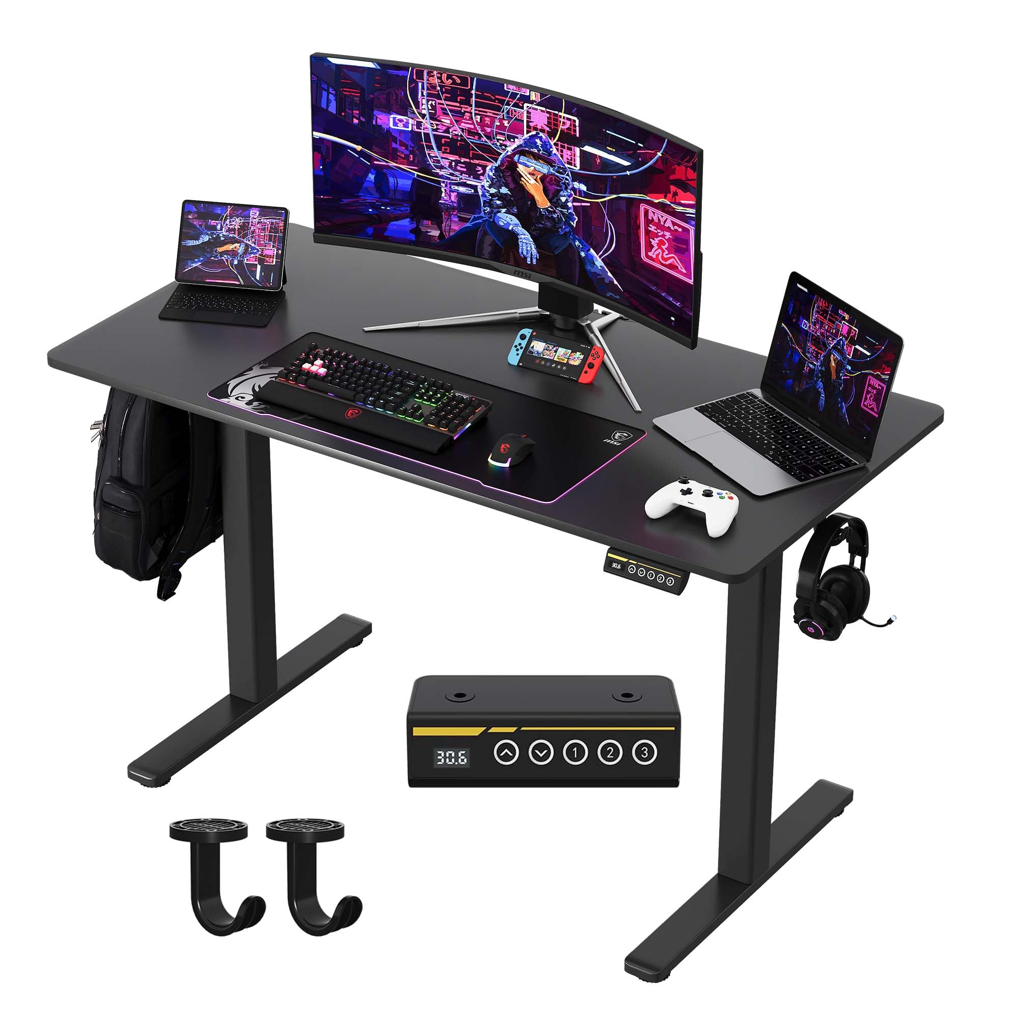 Gamork Electric Standing Desk,48x24 Inches Adjustable Height Stand up Desk, Sit Stand Home Office Desk with Splice Board, 3 Preset Heights,Equipped