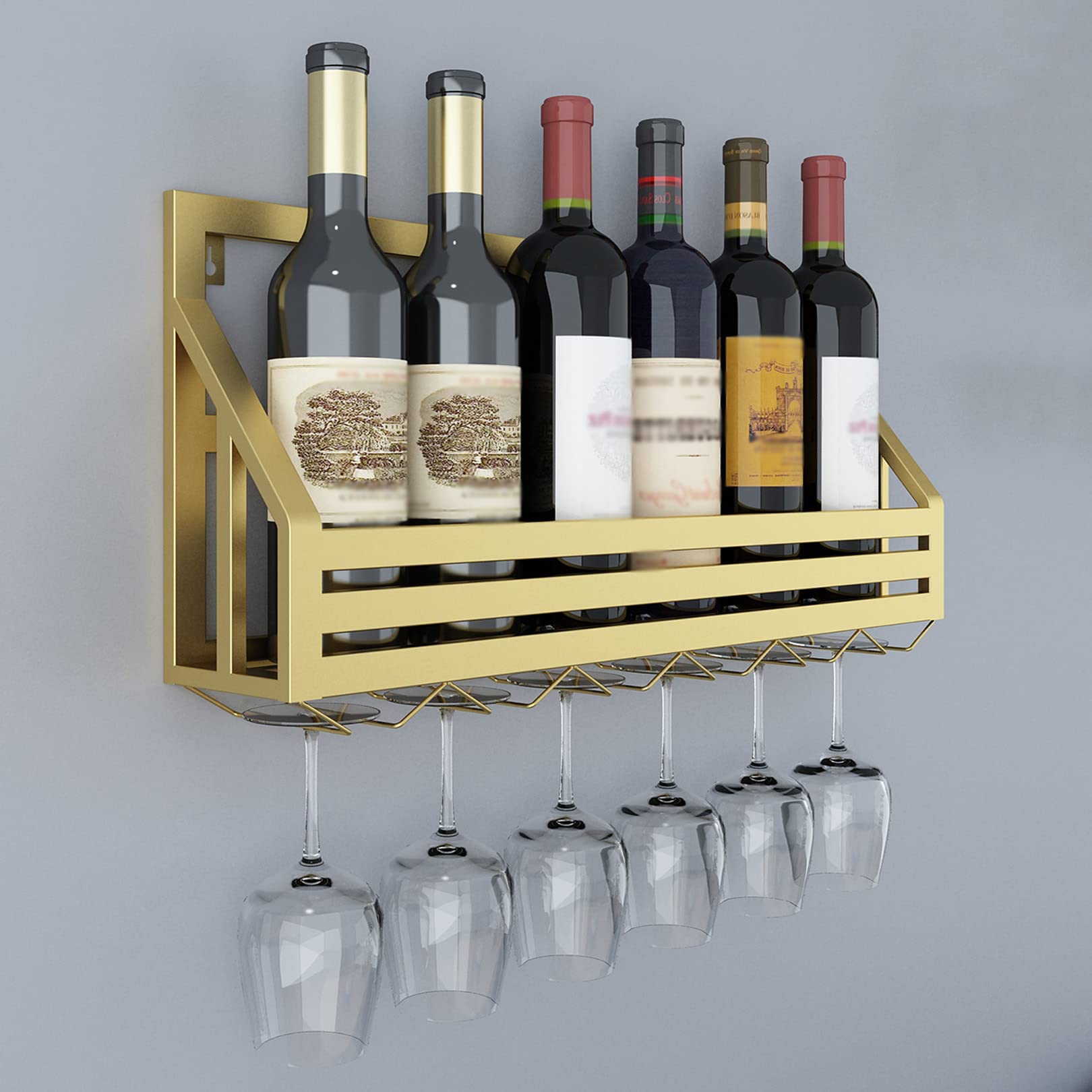 Étagère à vin murale avec porte-verres pour optimiser le rangement de la cuisine