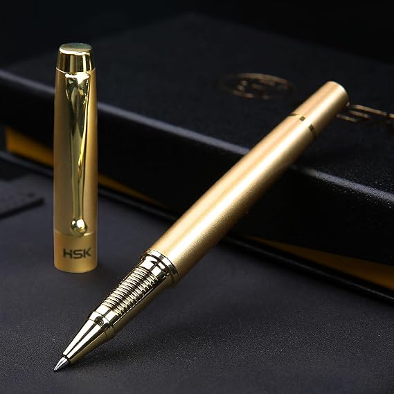 HSK Ballpoint Pens Luxury gift Pen Black Refill Line width 0.5mm,Best Ball Pen Gift Set for Men & Women Professional Executive,Office,Nice Pens Classy Gift Box (Gold)